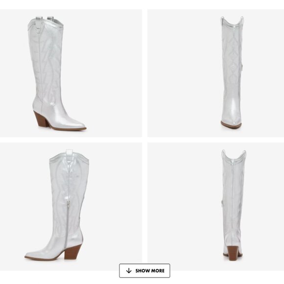 New Silver Cowboy Boots with Heel - Picture 7 of 7